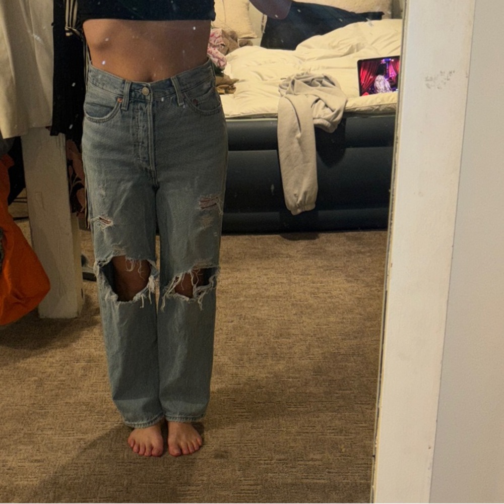 Levi's Light Blue Distressed Boyfriend Jeans